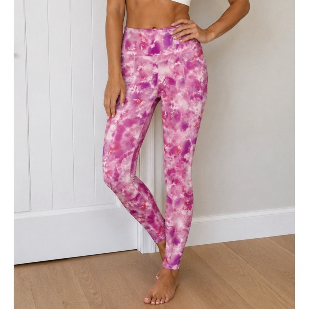 BEBE Sport Yogo Leggings Women's Small Petite Multicolor Print Pockets